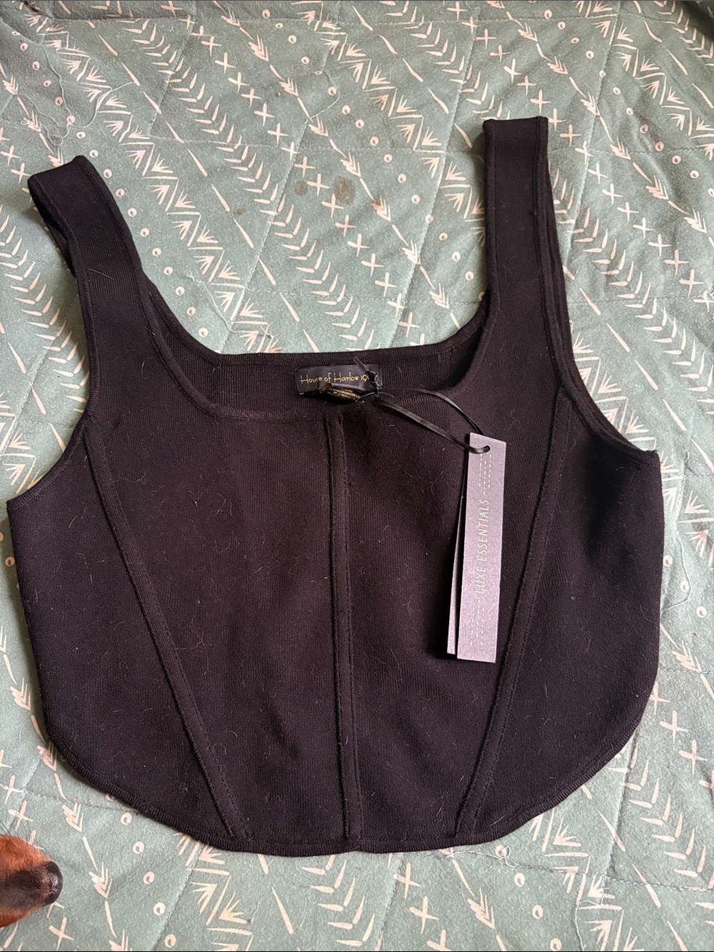 House of Harlow 1960 Black Structured Cropped Cami Top with stretch NWT large